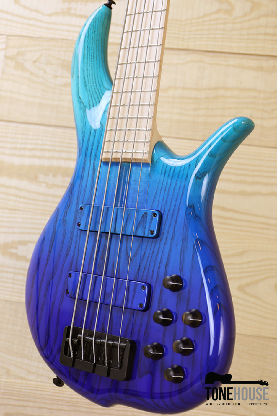 FBASS BN5 5-STRING BASS - ASH BODY, MAPLE FINGERBOARD (AQUA FADE GLOSS)