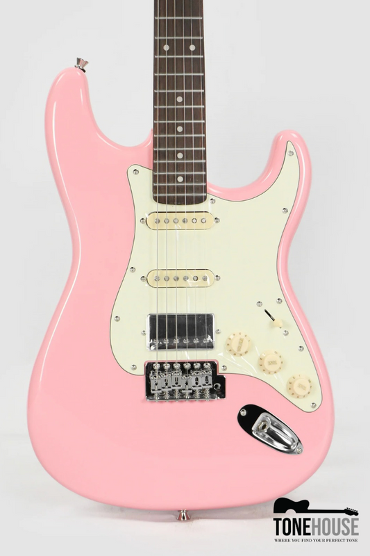 JCRAFT S-2HC HSS STRATOCASTER STAINLESS FRETS ELECTRIC GUITAR ROSEWOOD / CHROME PU (PINK)